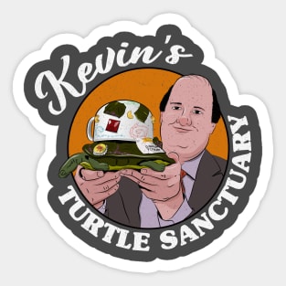 Kevin's Turtle Sanctuary (white text, distressed) Sticker